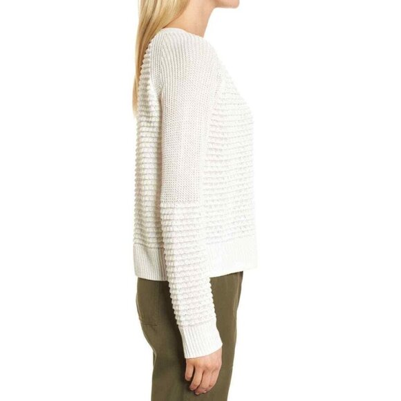 Nordstrom Signature Linen Knit Sweater Womens Large Ivory Boat Neck Long Sleeve - Picture 10 of 12